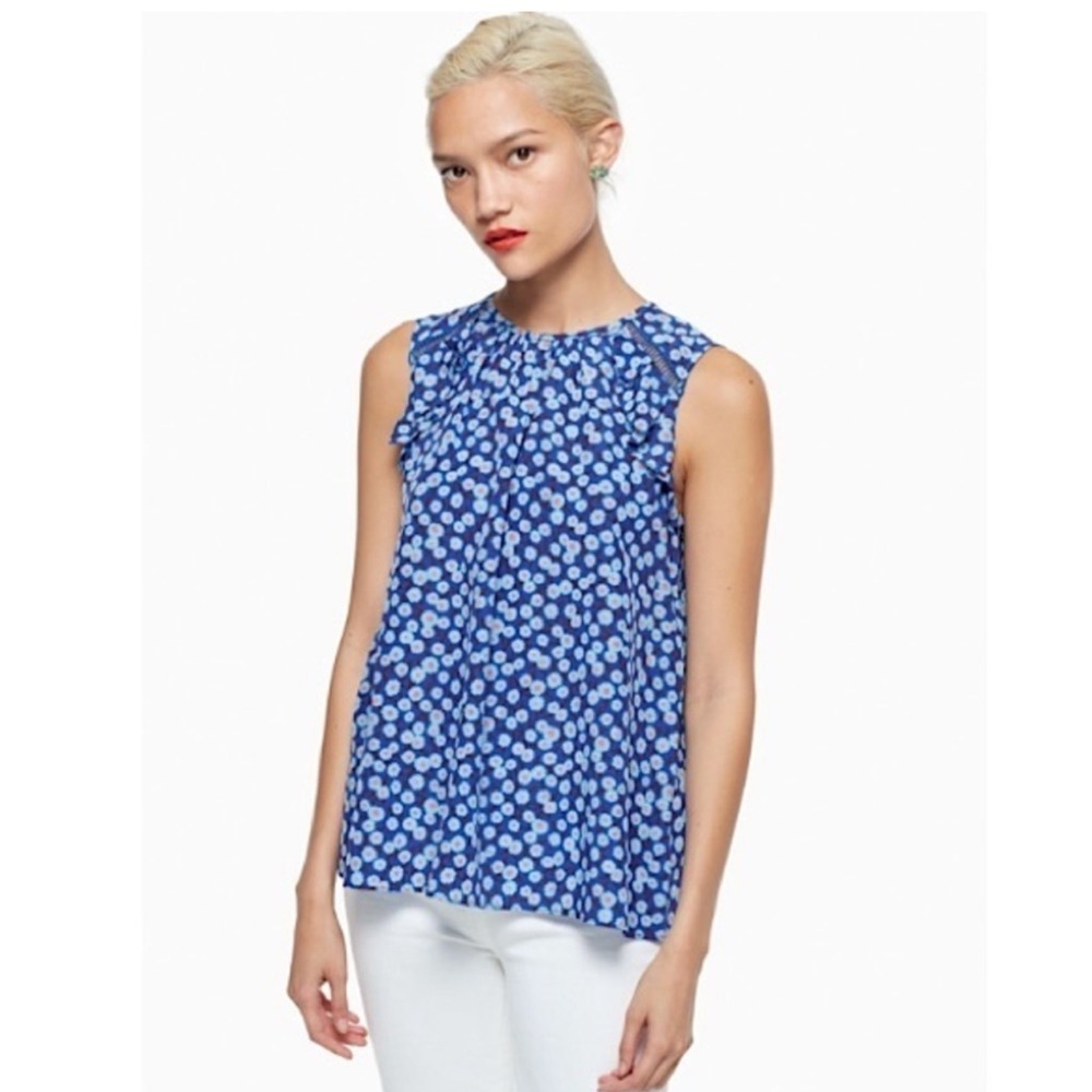 kate spade Silk Floral Tangier Ruffle Top